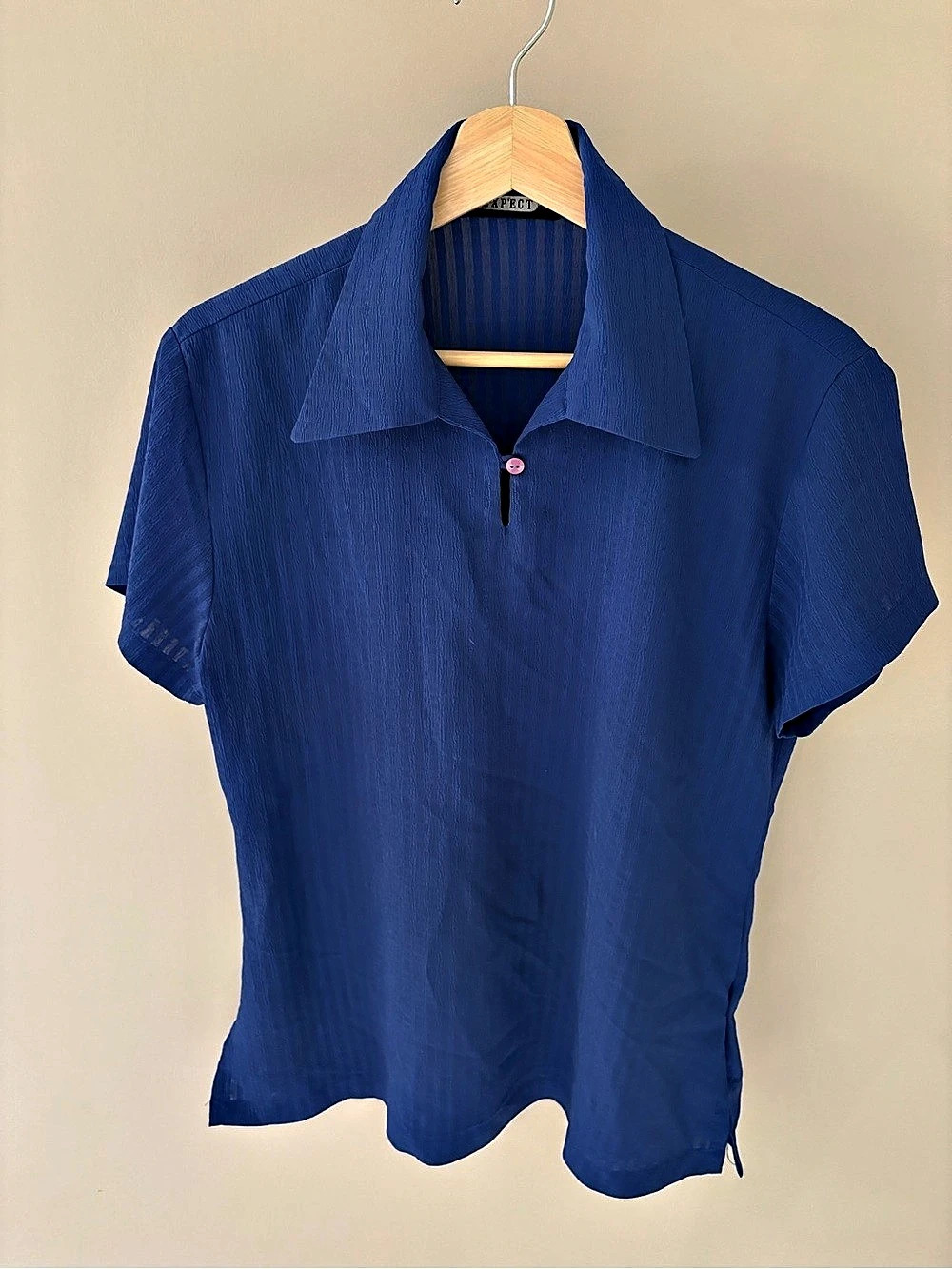 Xpect Blue Striped Short Sleeve Blouse Like New